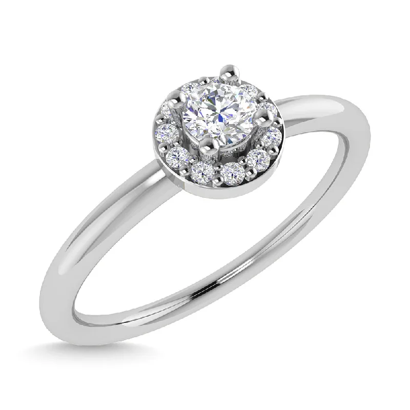 vintage-inspired necklaces for women -14K White Gold Diamond 1/6 CTW Round Cut Halo Promise Ring