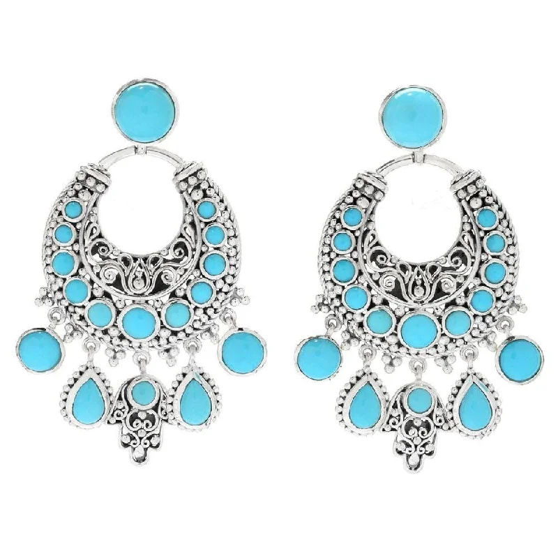 dangling gemstone earrings for women -Bohemian Chandelier Earrings- Turquoise