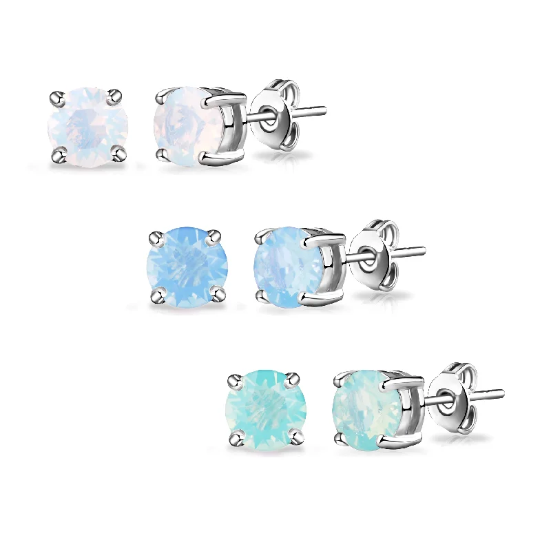 dangle earrings for women -Pack of Three Opal Earrings Created with Zircondia® Crystals