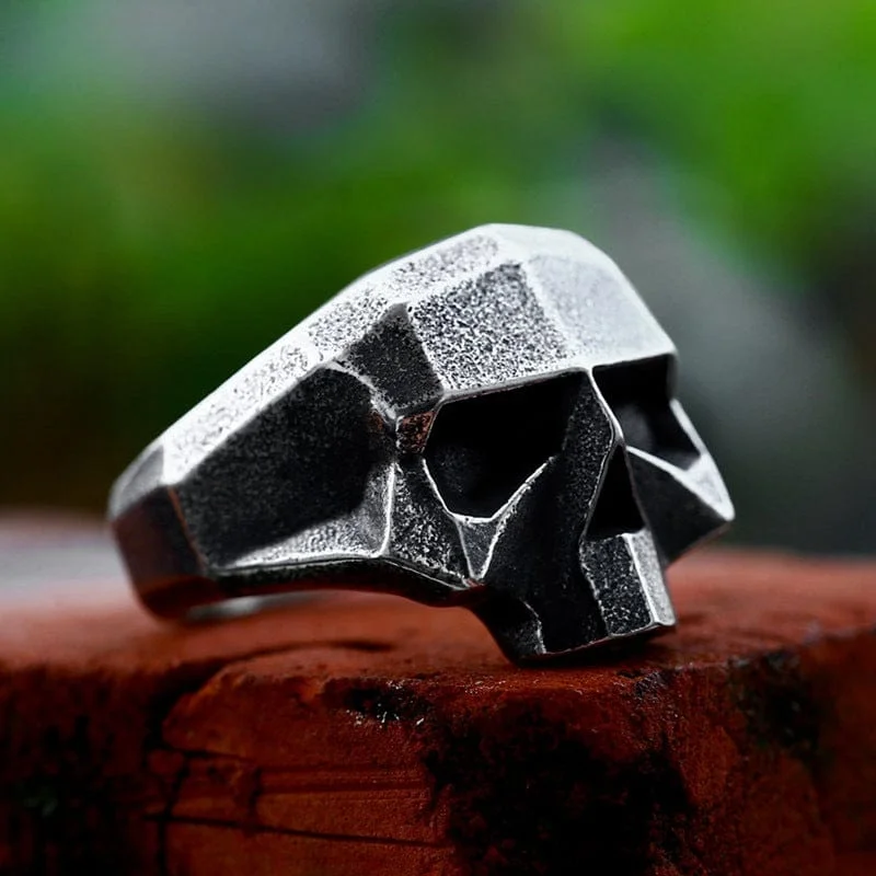 classic wedding rings for women -Men's Punk Robot Skull Ring