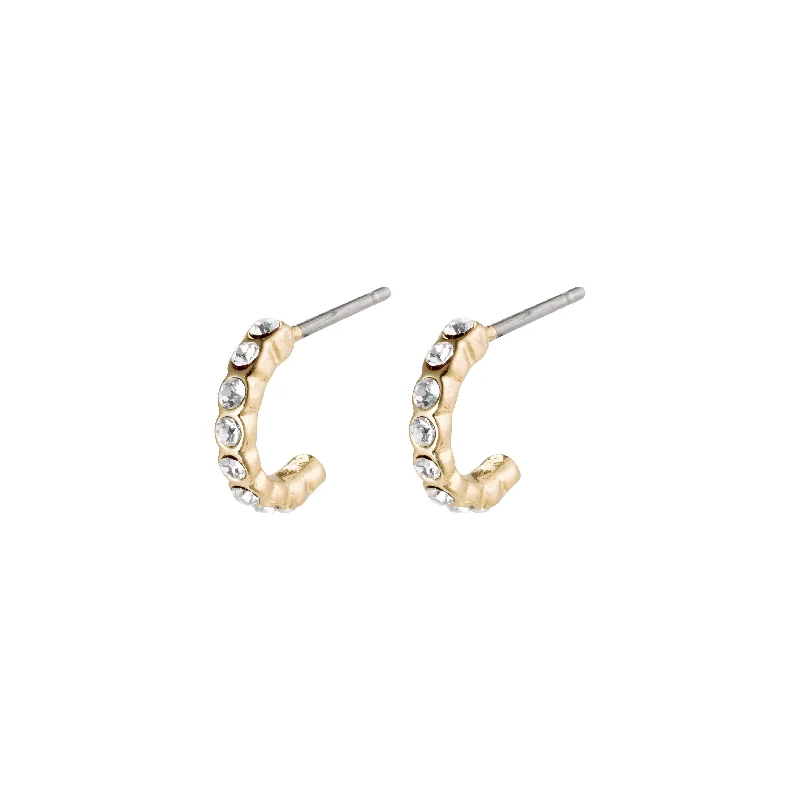 trendy crystal earrings for women -BRIGITTE crystal half hoops gold-plated