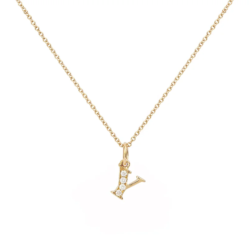 gold necklaces for women -Love Letter Y 18K Gold Necklace w. Diamonds