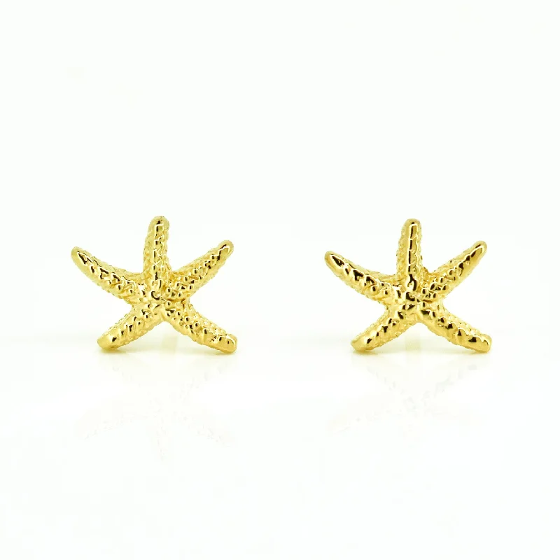 cute stud earrings for women -Starfish Studs Gold