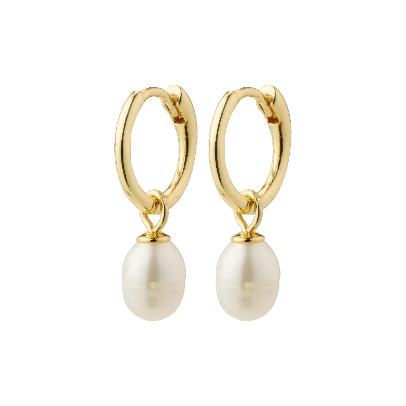 silver dangle earrings for women -BERTHE pearl hoop earrings gold-plated