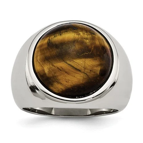 gold necklaces for women -Stainless Steel Tiger's Eye Ring