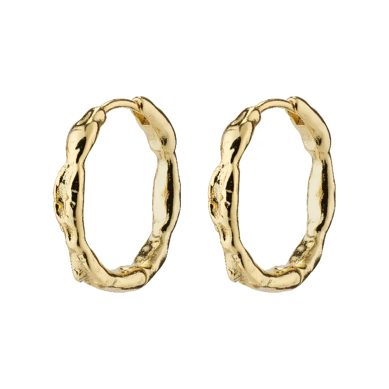 sparkling earrings for women -EDDY organic shaped medium hoops gold-plated