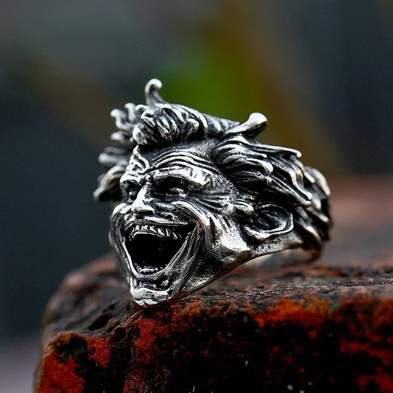 wedding sets for women -Men's Punk Portrait Ring