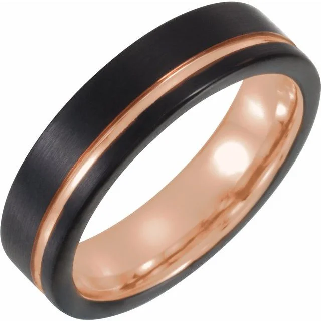 vintage-inspired necklaces for women -Black & 18K Rose Gold PVD Tungsten Band - 6mm or 8mm Width