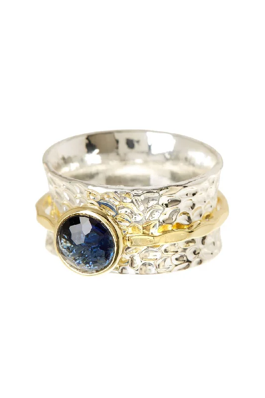 unique wedding rings for women -Zoey Simmons - London Blue Crystal Spinner Ring