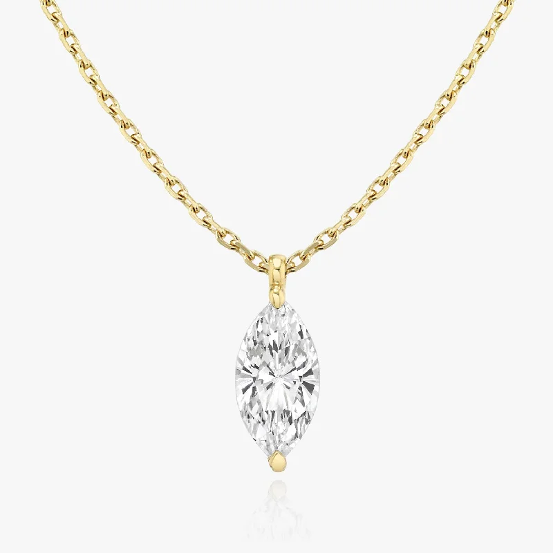 elegant charm necklaces for women -Solitaire Marquise 14K Gold Necklace w. Lab-Grown Diamond