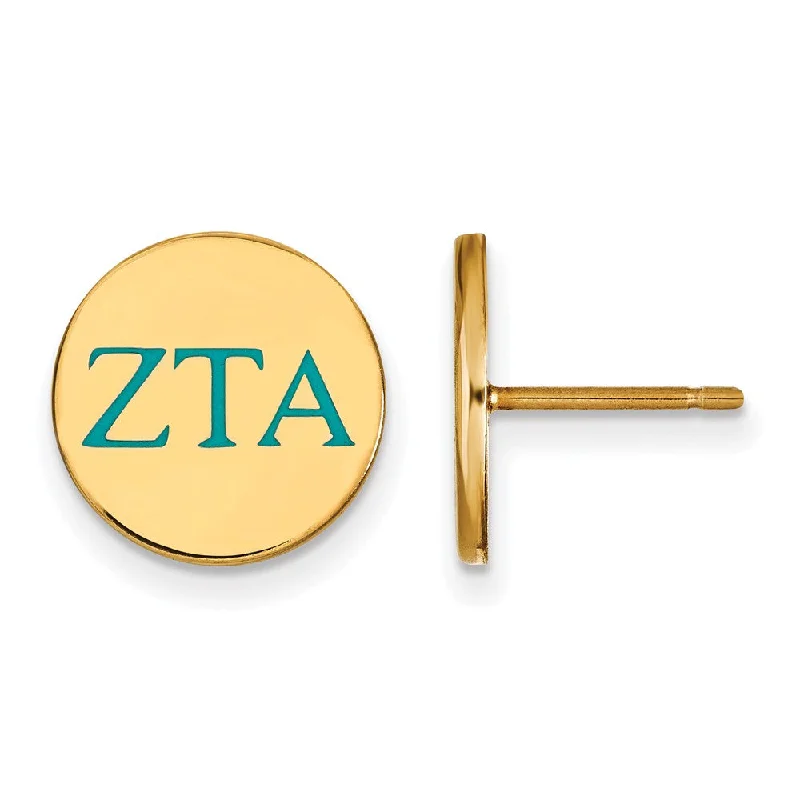 chic crystal earrings for women -14K Plated Silver & Enamel Zeta Tau Alpha Post Earrings