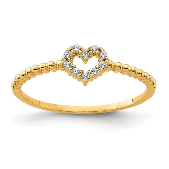 chunky gold necklaces for women -10k Gold CZ Heart Beaded Ring