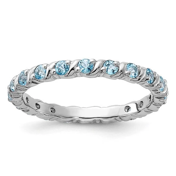 infinity necklaces for women -Sterling Silver Stackable Expressions Sky Blue Topaz Eternity Ring