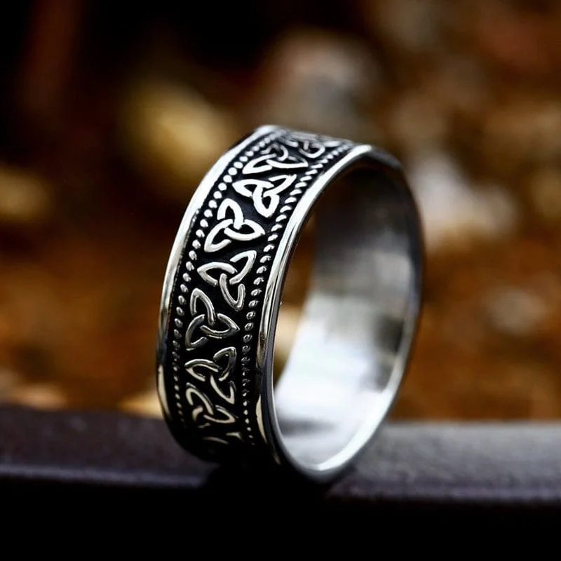 luxury wedding rings for women -Men's Punk Viking Celtic Knot Ring