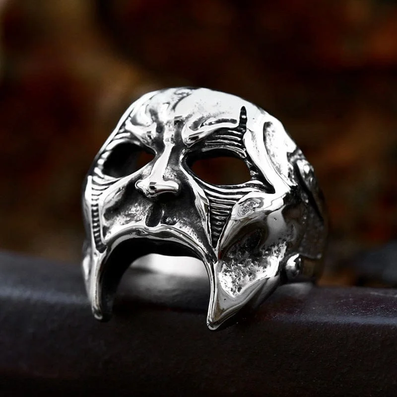 gemstone wedding rings -Men's Punk Mask Ring