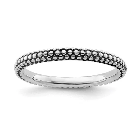 luxury necklaces for women -Sterling Silver Stackable Expressions Antiqued Ring