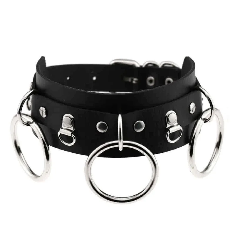 wedding sets for women -Women's Punk Three O-ring Black Choker