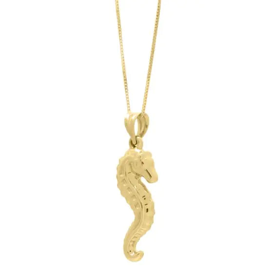 rhinestone necklaces for women -10k Gold Seahorse Pendant 18" Necklace