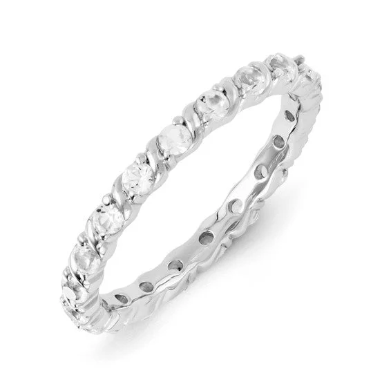 silver necklaces for women -Sterling Silver Stackable Expressions White Sapphire Eternity Ring