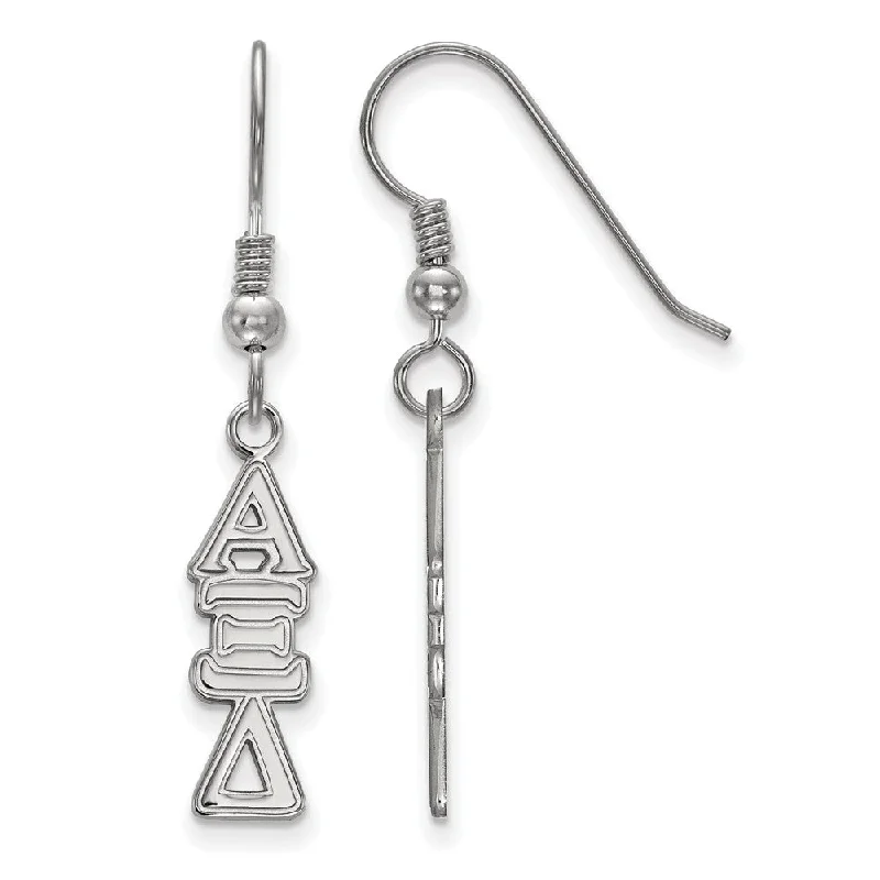 unique hoop earrings for women -Sterling Silver Alpha Xi Delta Dangle Medium Earrings