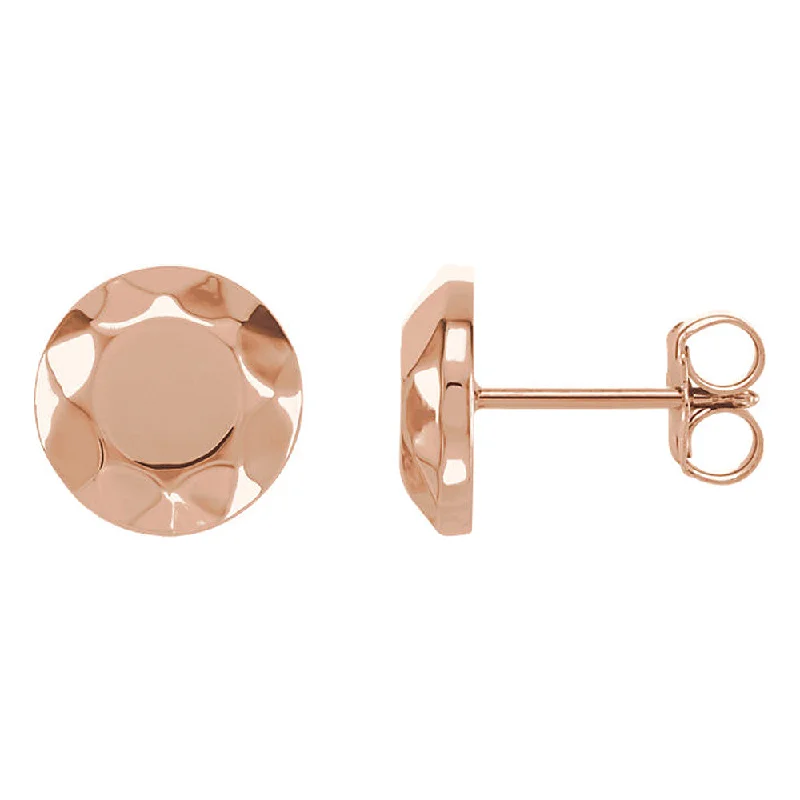 oversized hoop earrings for women -9mm (3/8 Inch) 14k Rose Gold Faceted Circle Stud Earrings