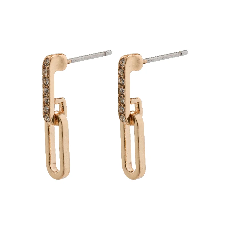 hoop earrings with diamonds -ELISE oval link crystal earrings rosegold-plated