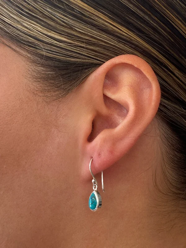 statement earrings for women -Turquoise Dew Drops Hooks Small