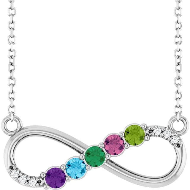 multi-layer necklaces for women -Diamond Accented Infinity Mother's Family Birthstone Necklace