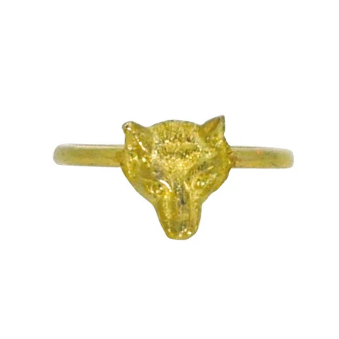 art deco rings for women -Gold Fox Head Ring