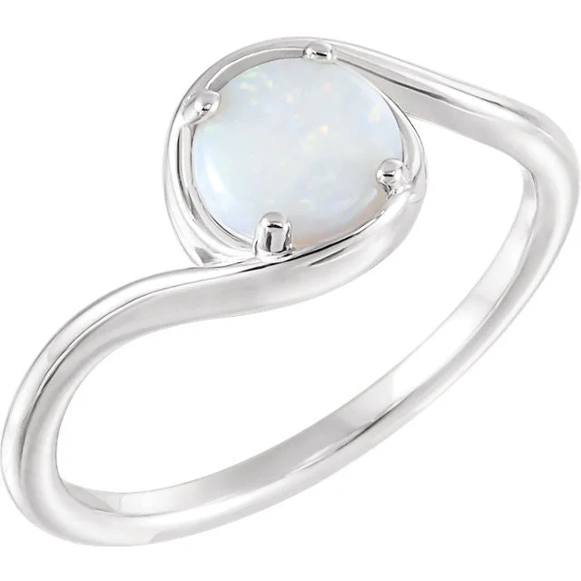 anniversary necklaces for women -Australian Opal Round Bypass Ring - 14k Gold, Platinum or Sterling Silver