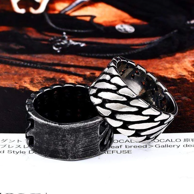 pear-shaped rings for women -Men's Punk Squama Rings