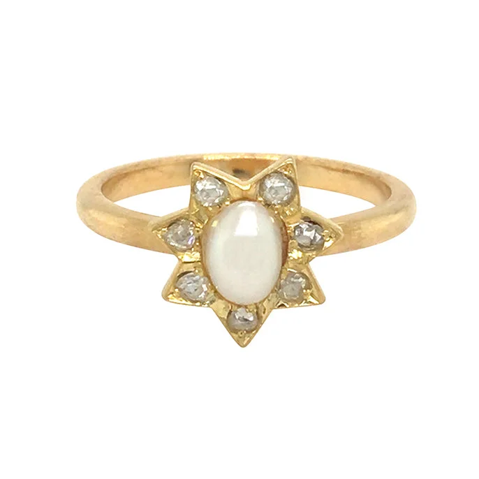 vintage engagement rings for women -Star Diamond & Pearl Ring