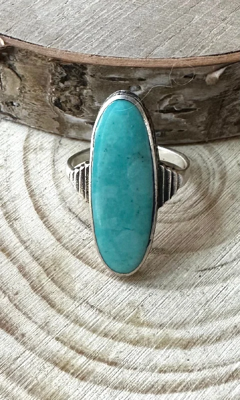 wedding bands for women -RIDE THE WAVE Navajo Turquoise and Sterling Silver Ring, size 7.5