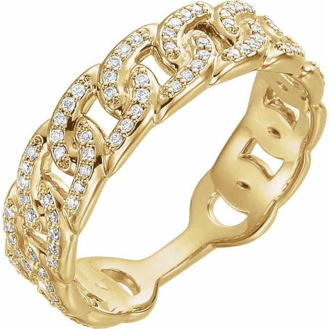 adjustable chain necklaces for women -14K Yellow Gold 1/4 CTW Diamond Stackable Chain Link Ring