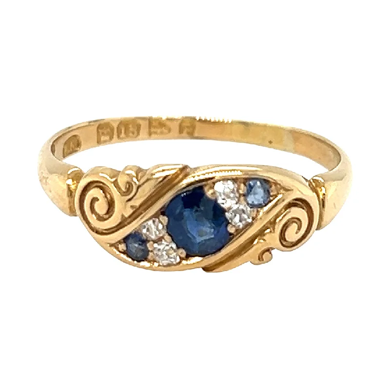 antique-style rings for women -Sapphire & Diamond Gypsy Ring