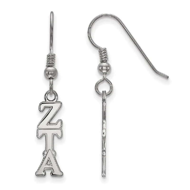 simple stud earrings for women -Sterling Silver Small Zeta Tau Alpha Dangle Earrings