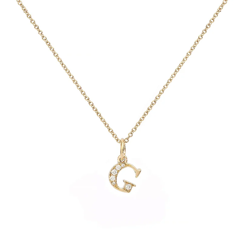 fashion necklaces for women -Love Letter G 18K Gold Necklace w. Diamonds