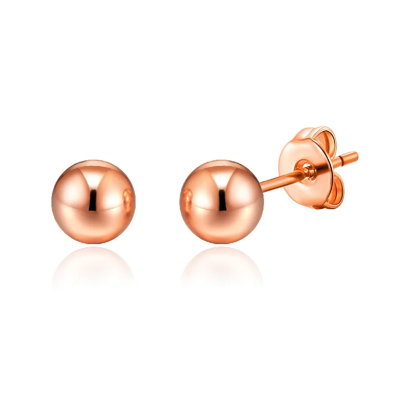 luxury drop earrings for women -Rose Gold Plated Ball Stud Earrings