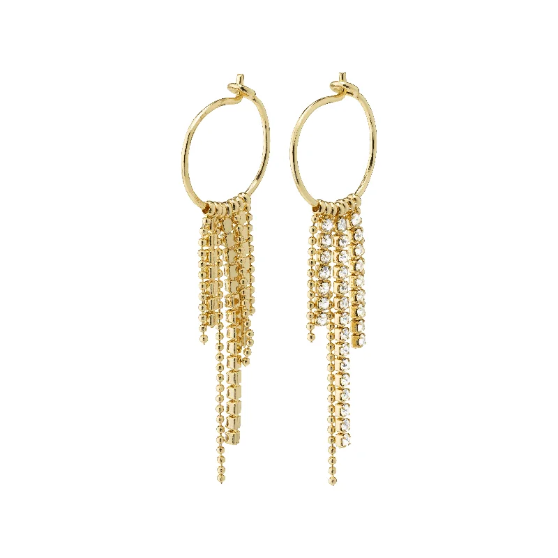 gold earrings with diamonds -MAJA crystal waterfall hoop earrings gold-plated