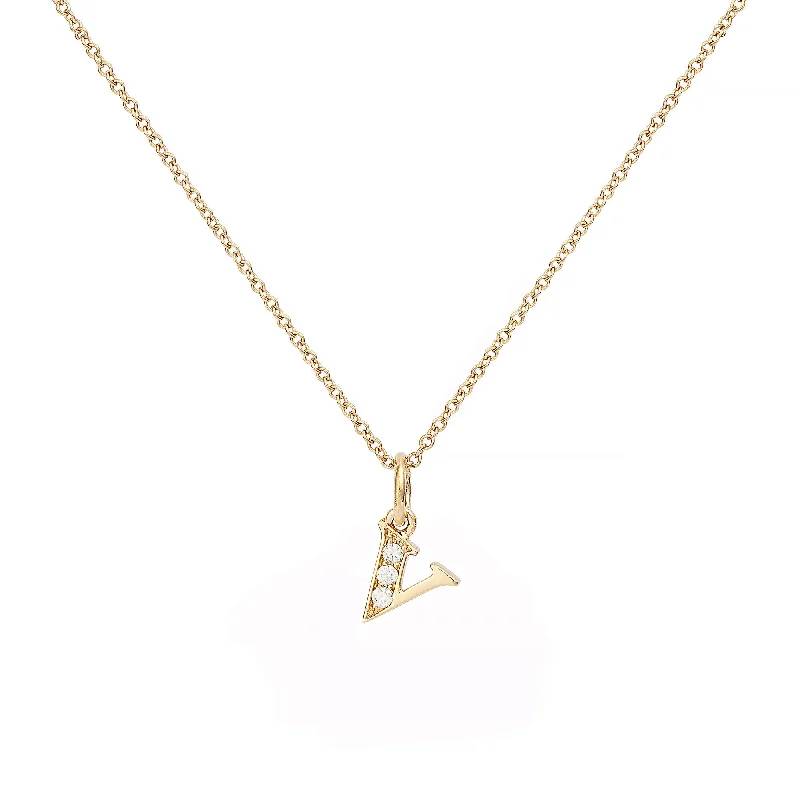 diamond necklaces for women -Love Letter V 18K Gold Necklace w. Diamonds