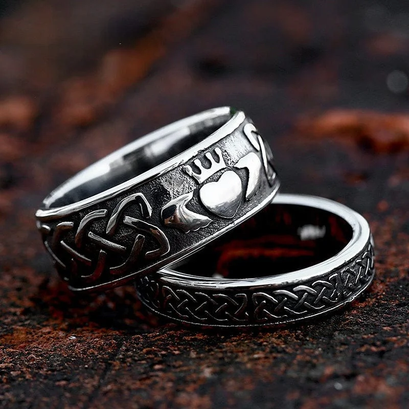 wedding band sets for women -Men's Punk Celtic Knot Ring