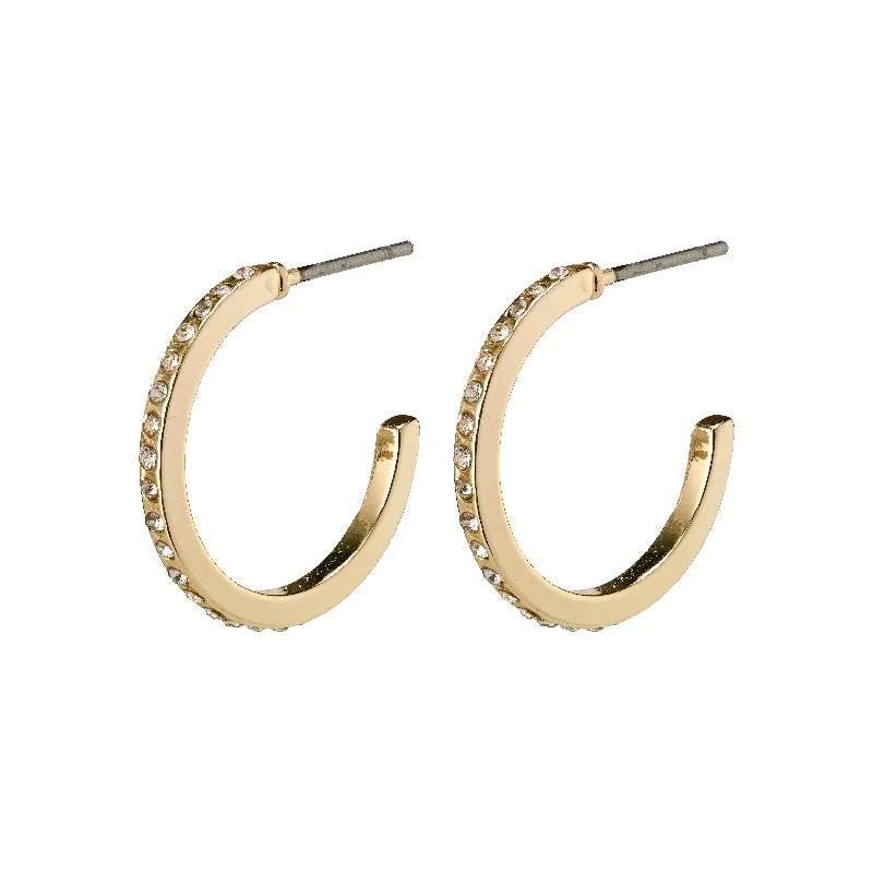 vintage-style earrings for women -ROBERTA crystal semi-hoops gold-plated