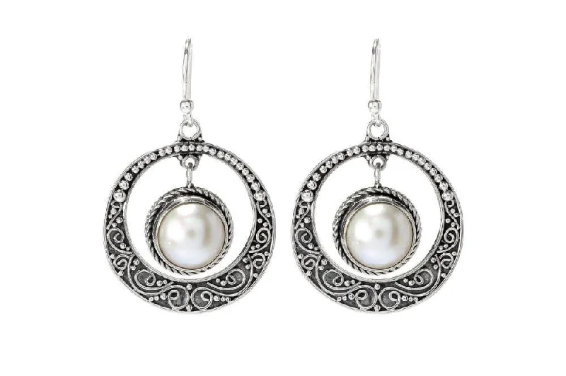 gemstone earrings for women -Serra Earrings- White Pearl