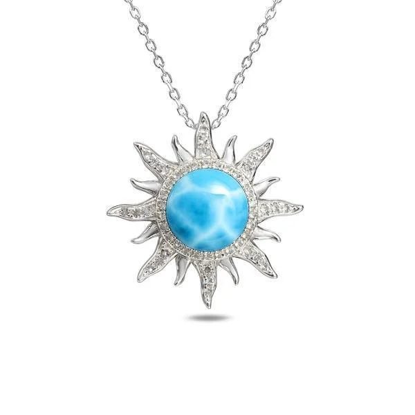 luxury necklaces for women -Pavé Larimar Sun Pendant