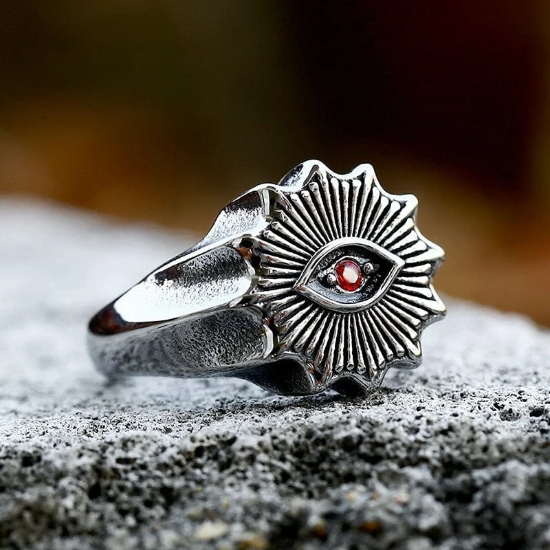 matching rings for couples -Men's Punk Evil Eyes Ring