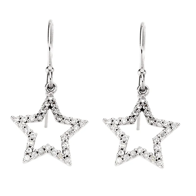 trendy stud earrings for women -1/3 cttw Diamond Star Earrings in 14k White Gold