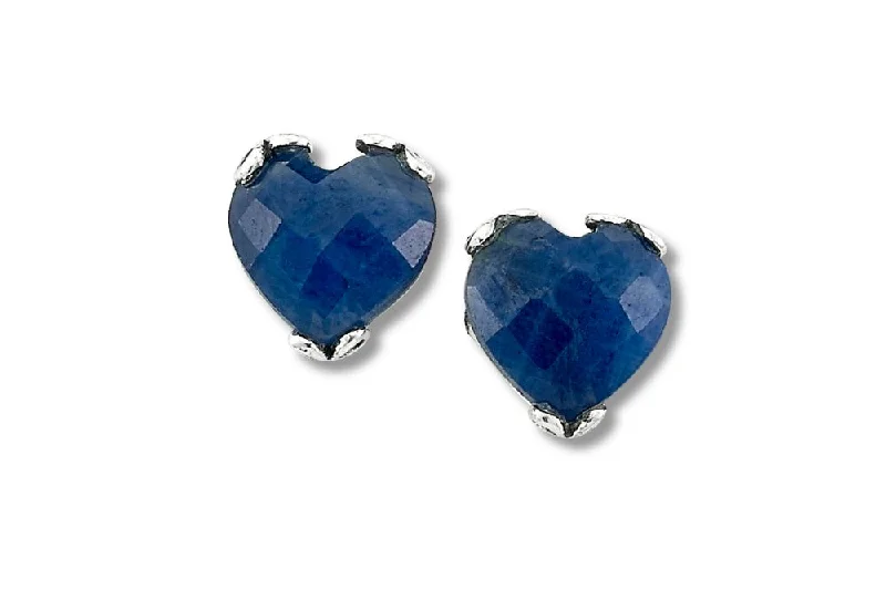 art deco earrings for women -Glow Heart Earrings- Blue Sapphire