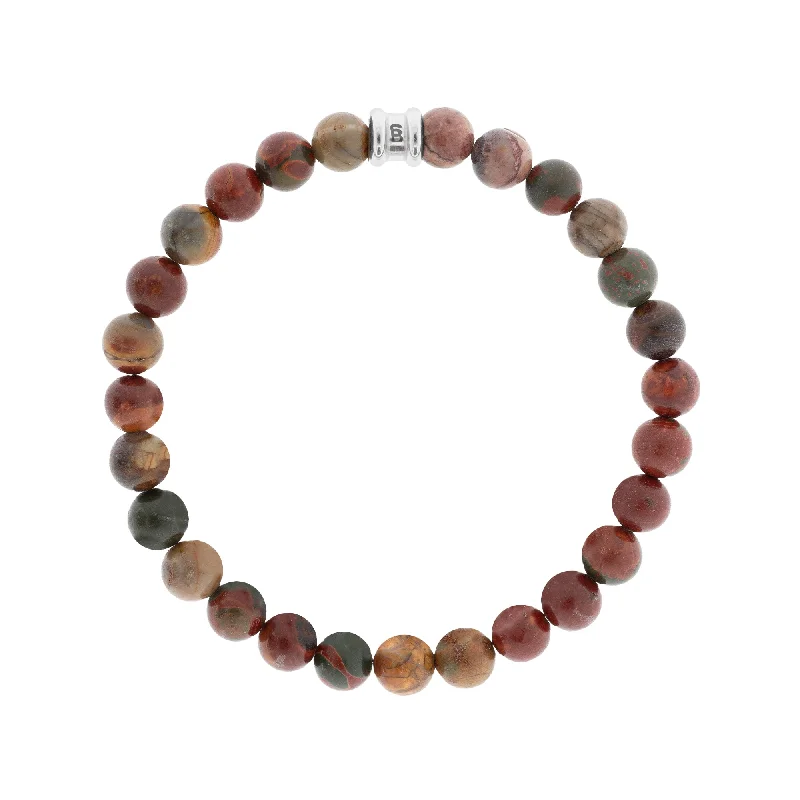 customized bracelets for women -8mm Round Gemstone Bracelet Cherry Creek Jasper