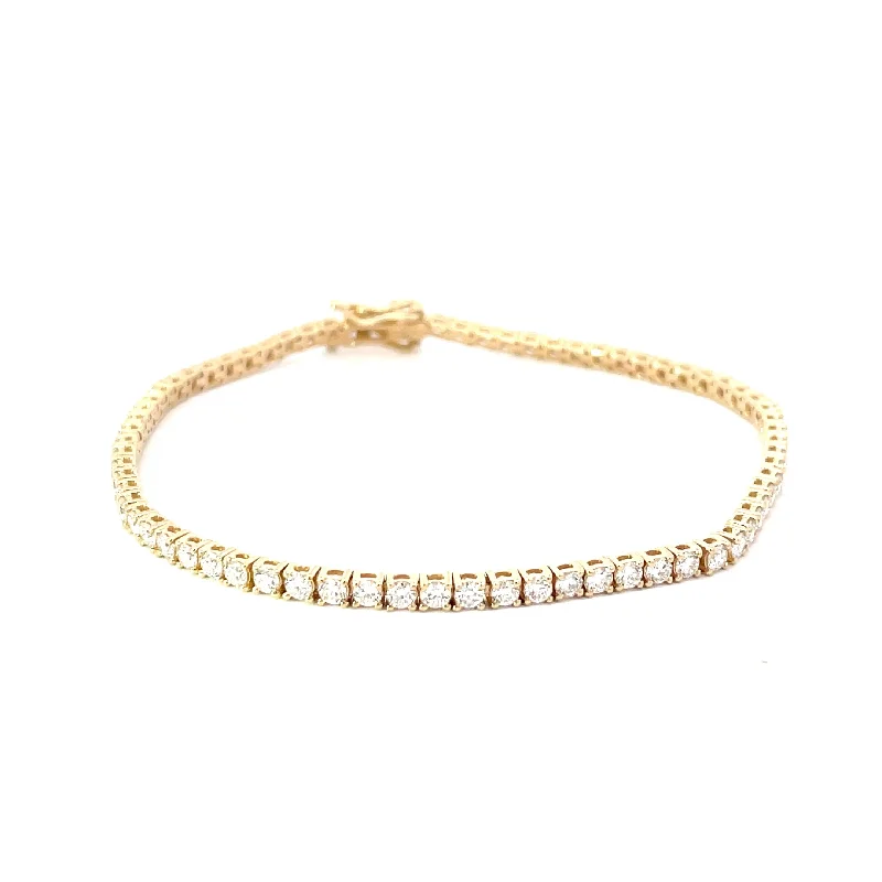 gold bangles for women -Yellow Gold Lab Grown Diamond Tennis Bracelet