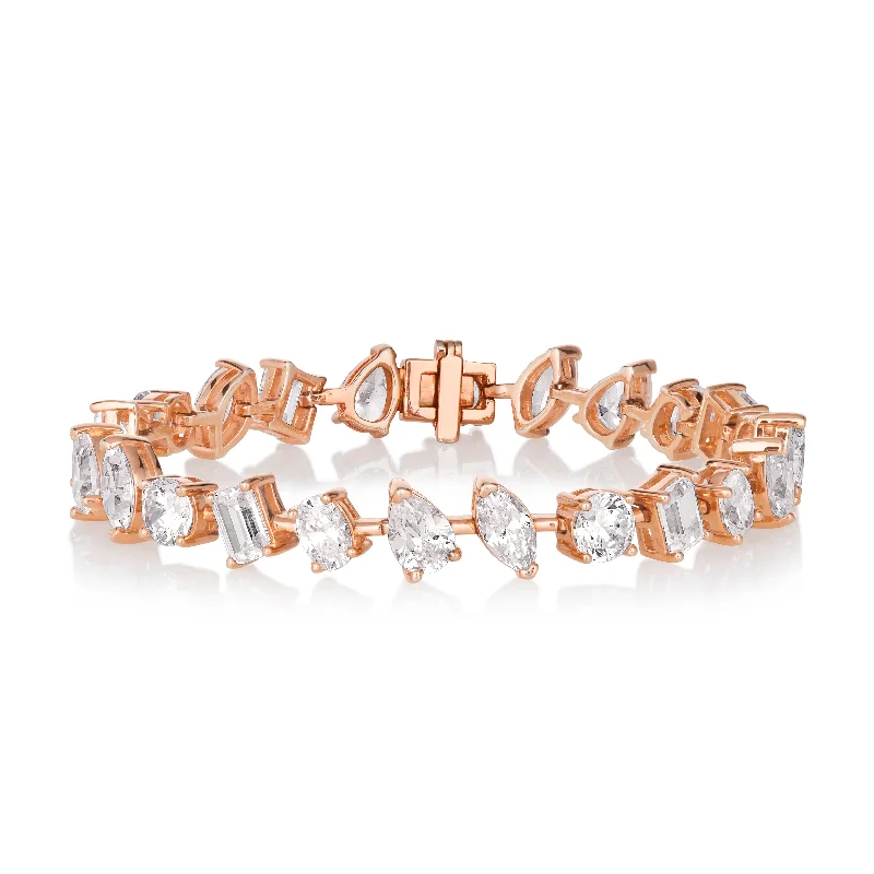 infinity bangles for women -14 Carat Multi Shaped Modern Bracelet Rose Gold